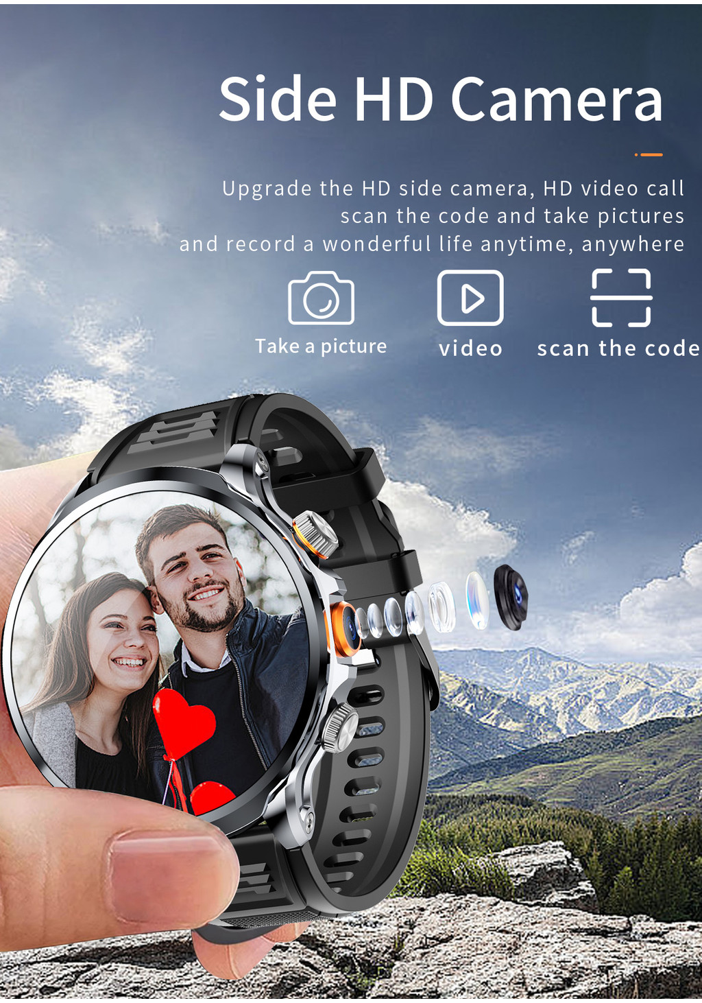 4G/5G Android Smart Watch With SIM Card WiFi 128G H18 Smart Phone Watch ...
