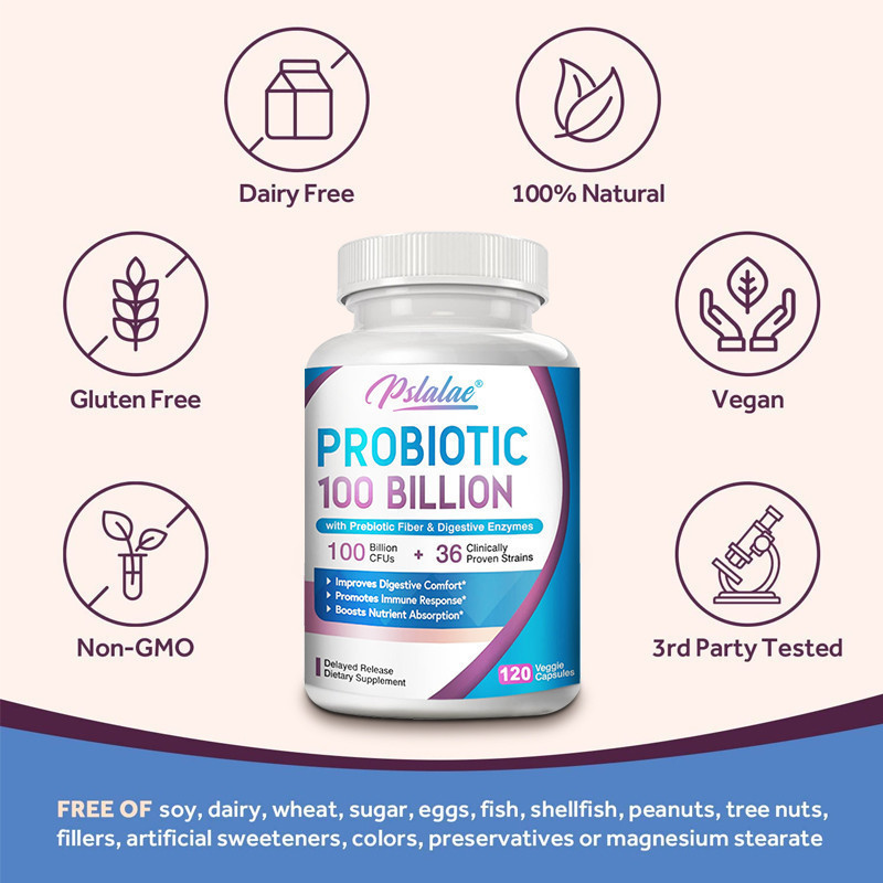 Pslalae Probiotics Capsules, containing prebiotic fiber and digestive