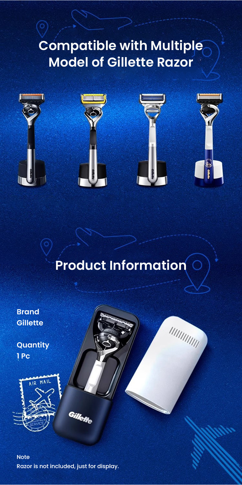 Gillette Magnetic Travel Storage Box Portable Travel Shaver Case Razor ...