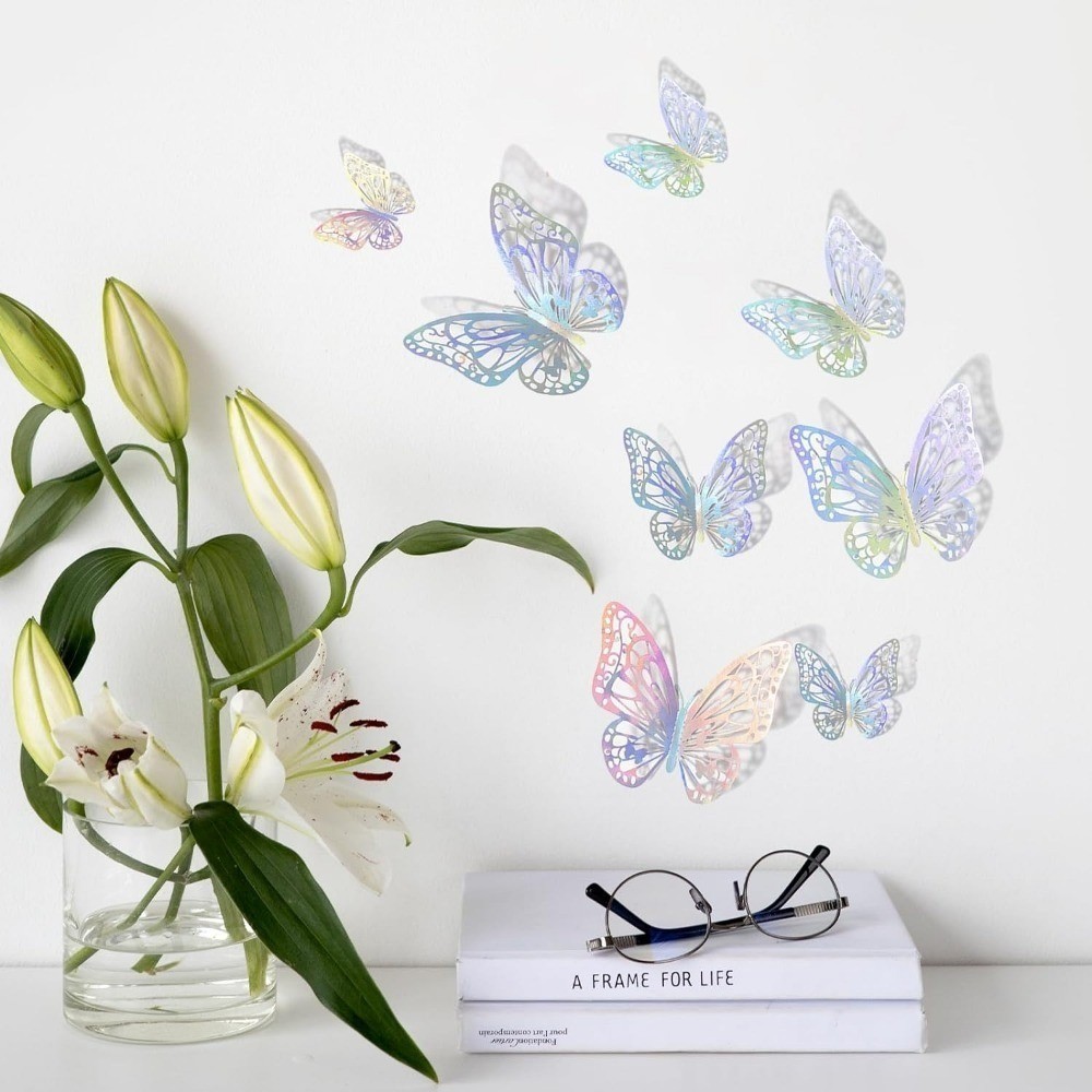 32PCS/12PCS Cutout Butterfly Wall Sticker 3D Decal Hollow Butterflies
