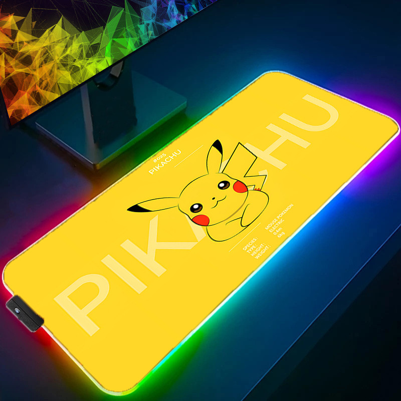 LED RGB Yellow Mousepad Kawaii Anime P Large Rubber Anti Slip Mouse
