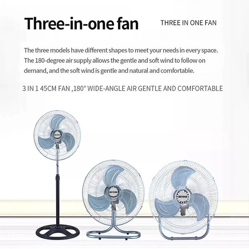 BEYOND 18 Inch 3 Blades Stand Fan 3 In 1 Adjustable 3 Wind Speed ...