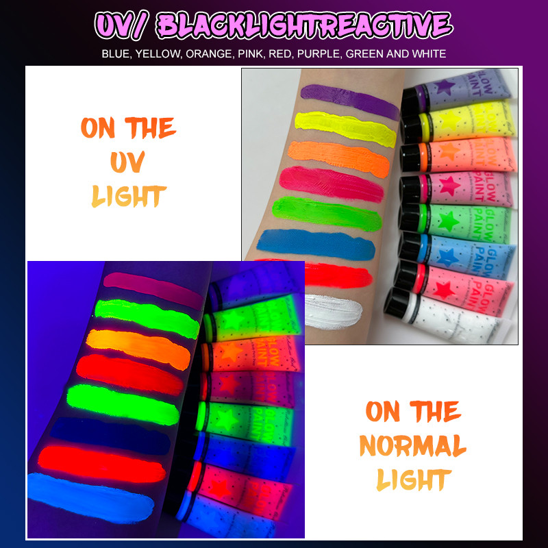 Rebellious Girl 10ML Halloween Makeup 8 Color Glow in the Dark Body ...