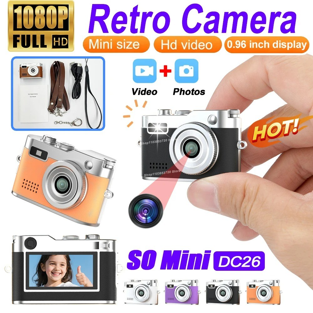 1080P Mini Keychain Camera Retro Digital Camera Portable Compact Mini ...
