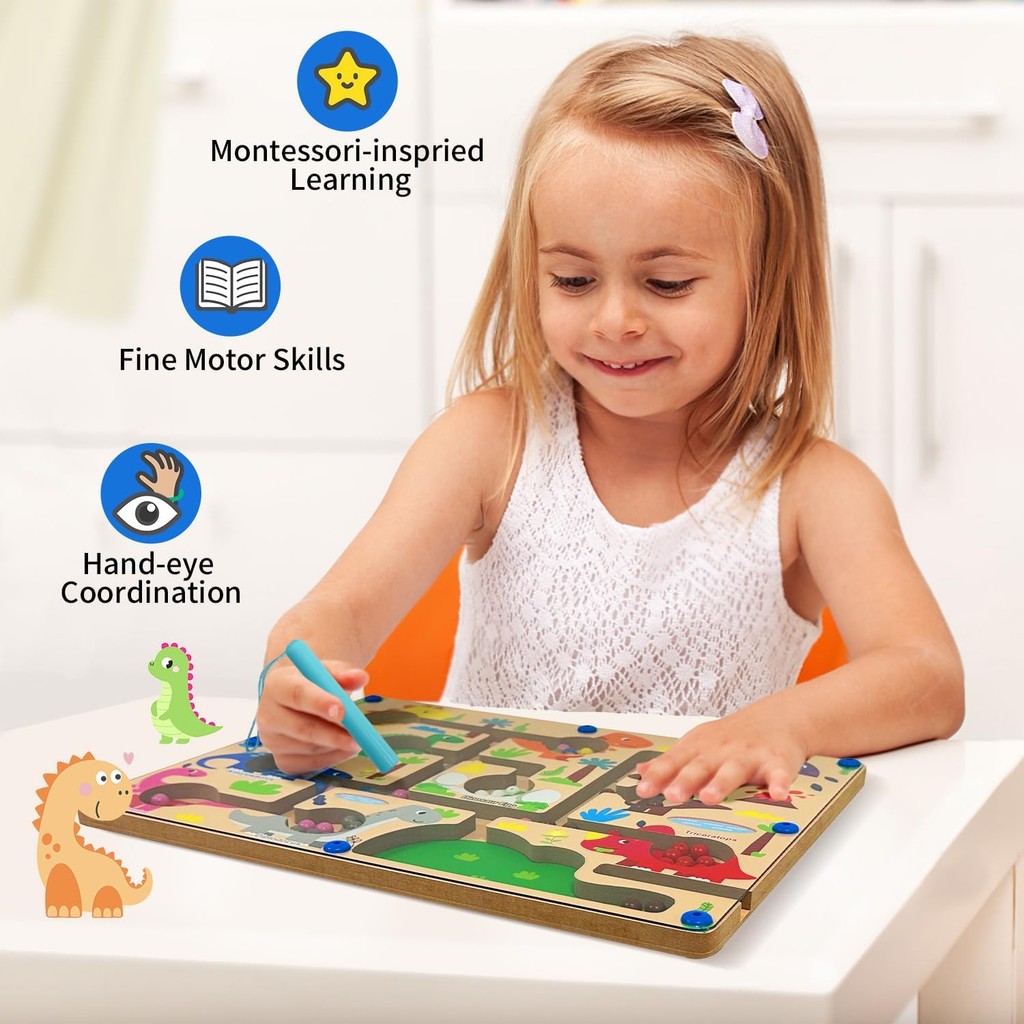 Magnetic colour sorting and number matching maze learning counting