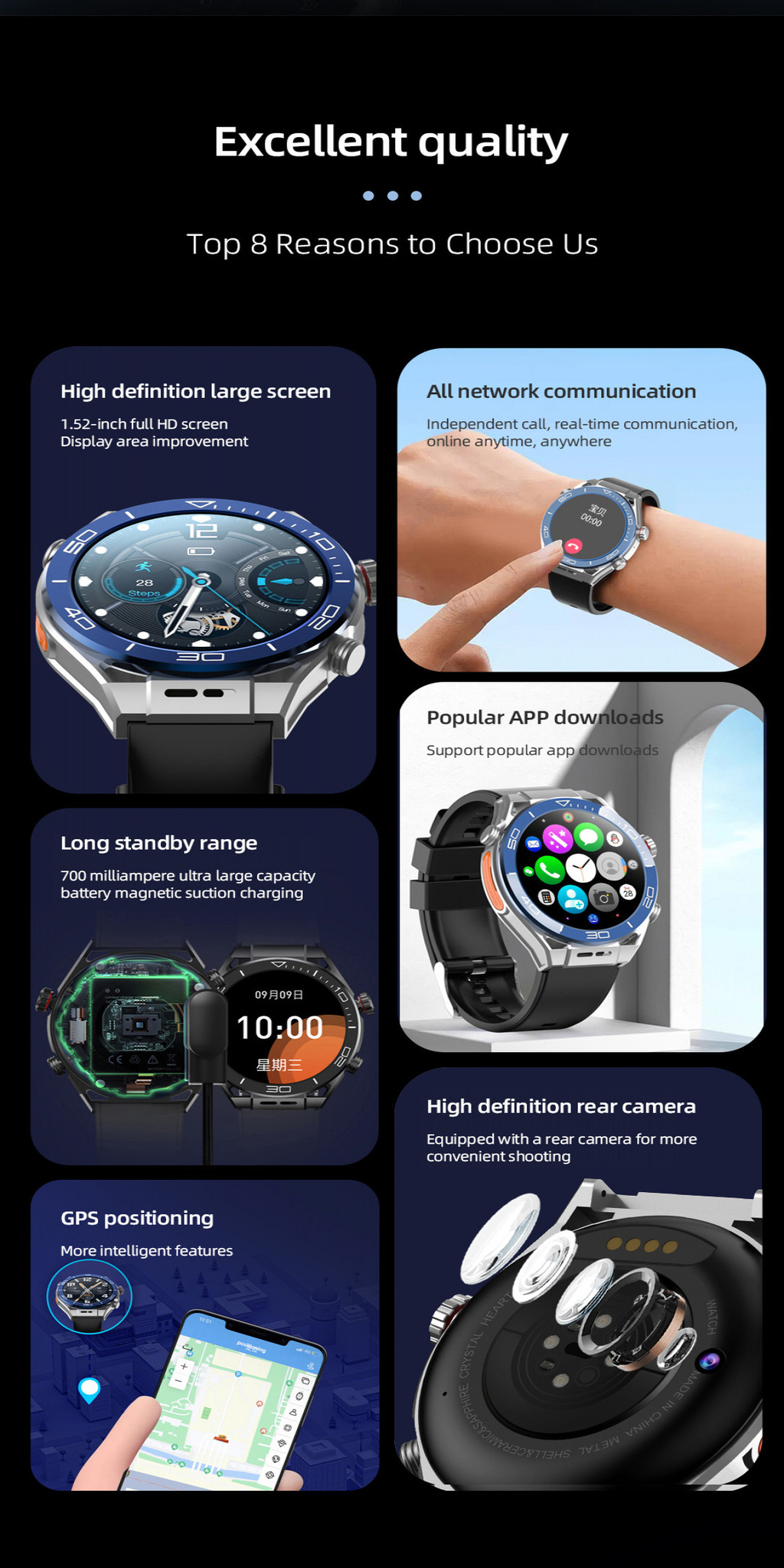4G Android smart watch with SIM card and WiFi camera A5 Pro smart phone ...