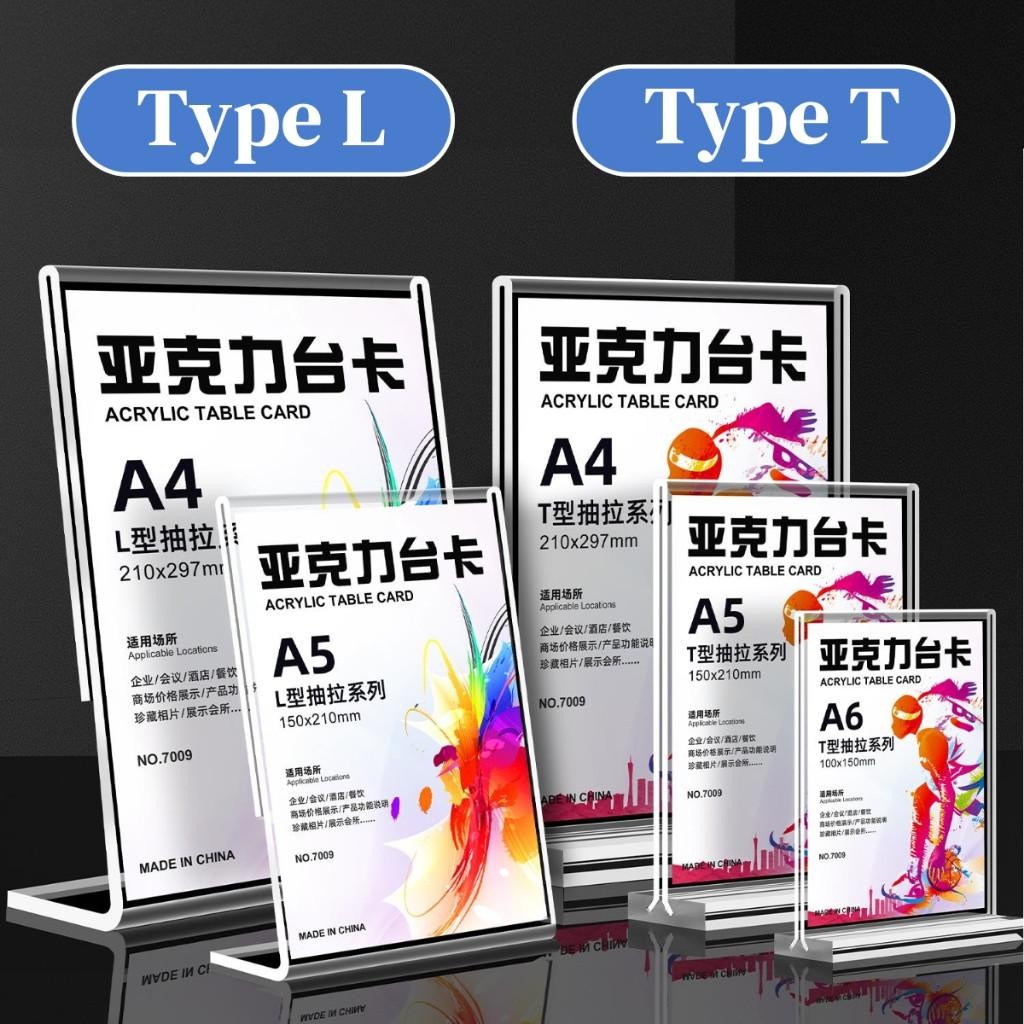 A5 Acrylic T-Shape Display Stand Transparent Picture Frame Bracket T ...