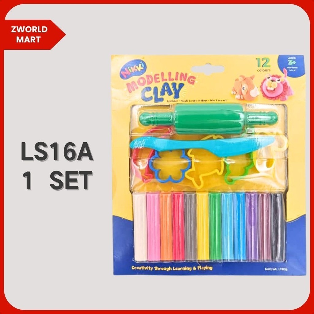 Nikki 12-Pieces Fun Clay Modelling Clay Set with 3 Moulds (LS 5