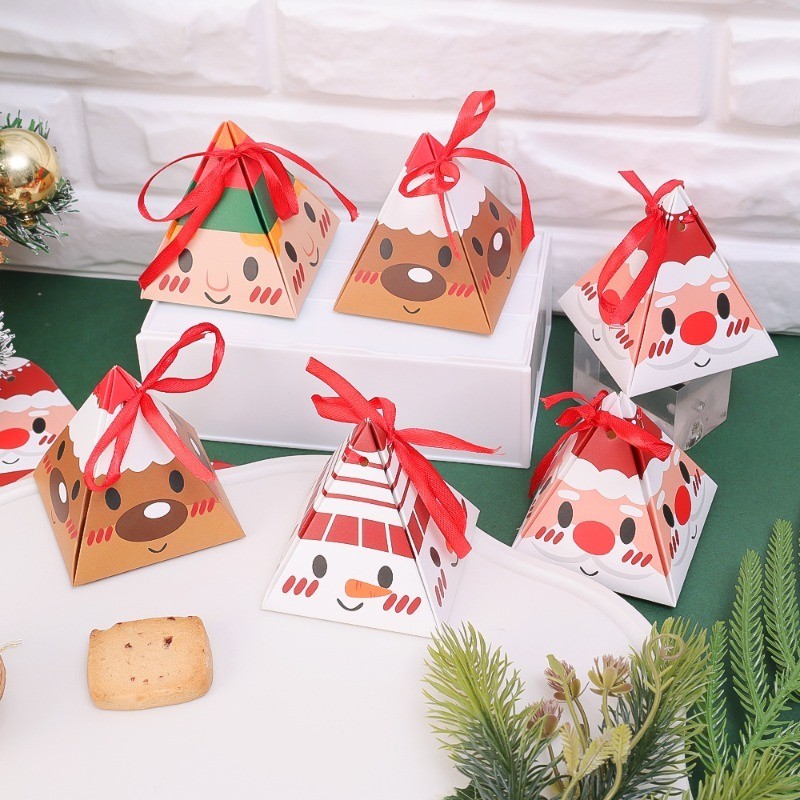 Cone Shaped Triangular Christmas Candy Box - 10Pcs Folding Presents ...