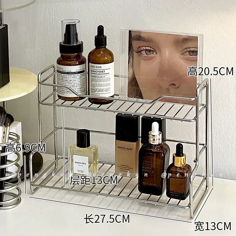 Simple Stainless Steel Desktop Shelf Bathroom Toilet Double Cosmetic ...