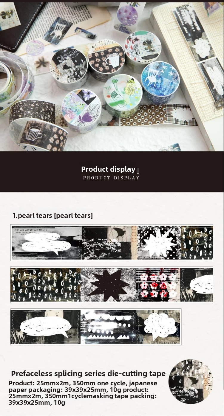 Journal GO 2.5x200cm Random Splicing Tape Sticker for Planner Collage ...