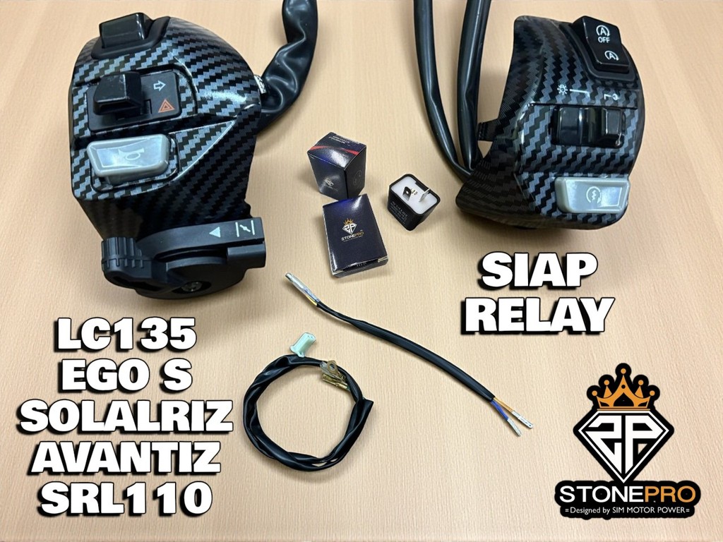 CARBON HANDLE SWITCH LH RH DOUBLE SIGNAL ON/OFF HI LOW SUIS+RELAY LC135 ...