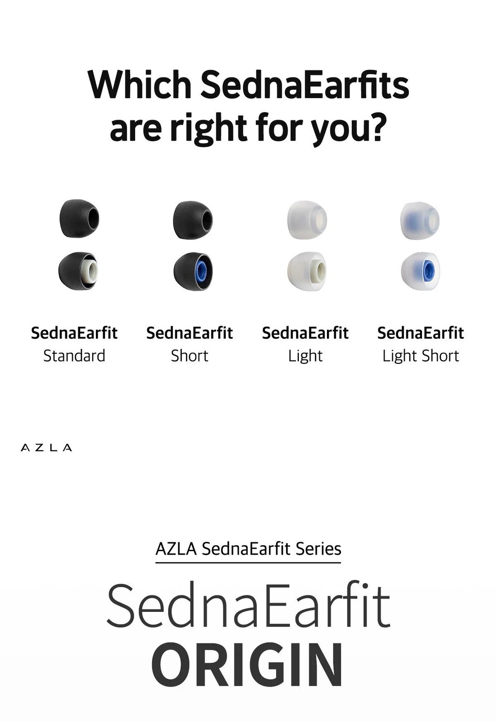 AZLA SednaEarfit Origin, Silicone Replacement Eartips: Medical-Grade ...