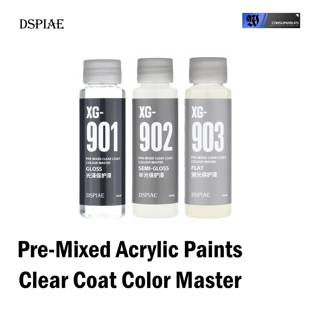 Dspiae Pre-Mixed Acrylic Paint Basic Color Clear Coat Series 50ml Gloss ...