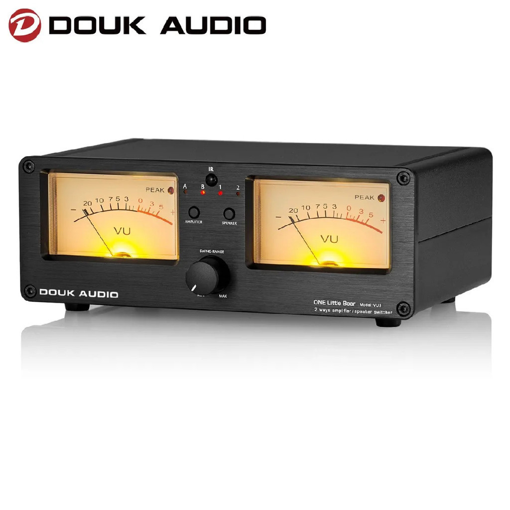 Douk Audio 2-way Amplifier / Speaker Switcher Box Dual Analog VU Meter ...