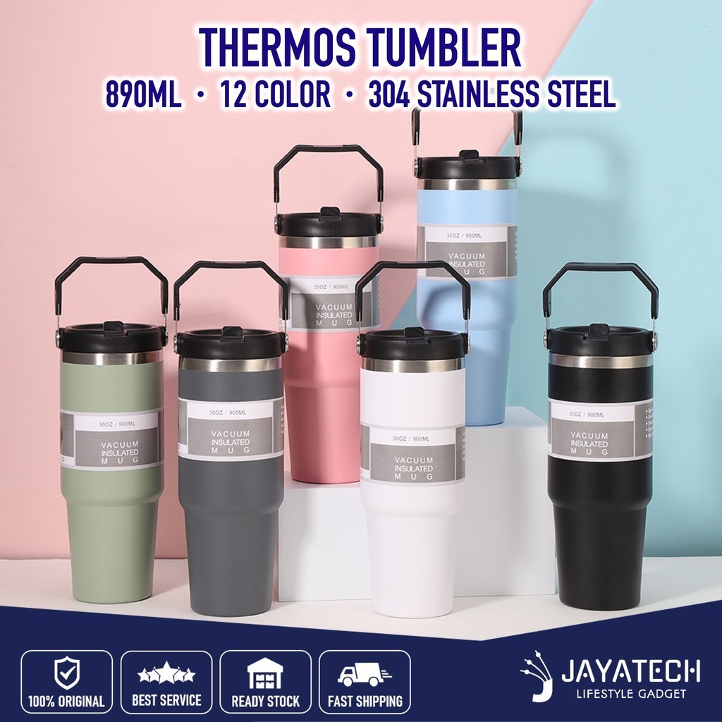 THERMOS TUMBLER WITH STRAW 304 STAINLESS STEEL INSULATED VACUUM TUMBLER ...
