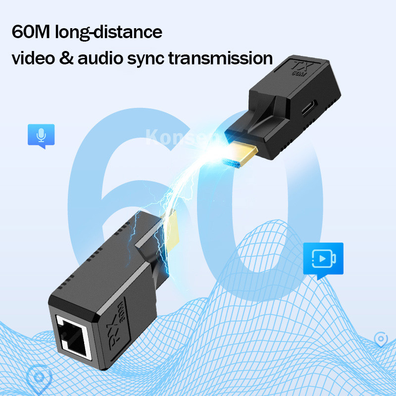 Range Extender USB 2.0 Attivo Via Cavo RJ45 Cat5E/Cat6 – Fino A 60 Metri (200 Piedi), Alimentato