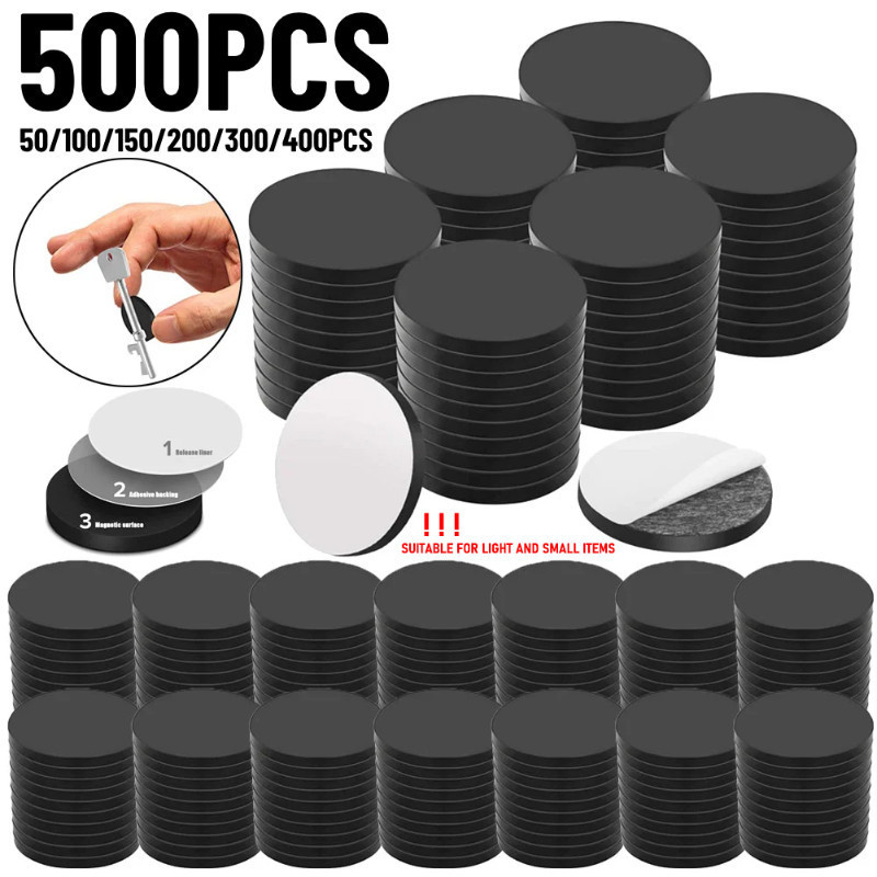 100Pcs Soft Flexible Self-adhesive Magnetic Sheet - Round/Square Magnet ...