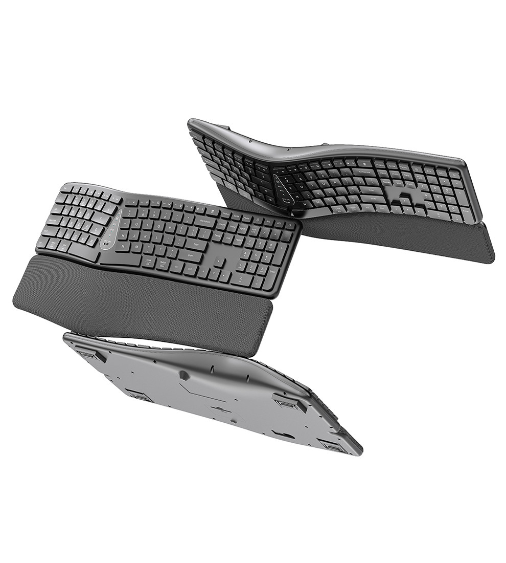 Ergonomic Wireless Silent Split Keyboard With Wrist Rest BT Dual Mode ...
