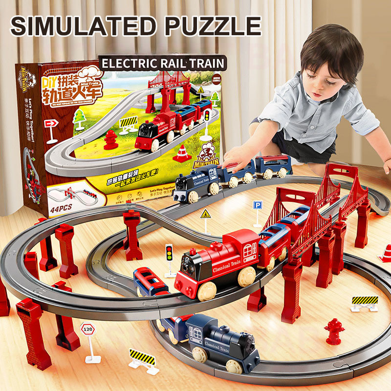 DIY Mini Train Track Set Railway Play Set Electric Puzzle Assemble Toy ...