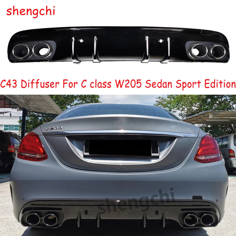 W205 C43 Style Rear Bumper Diffuser For Mercedes Benz C Class W205 ...