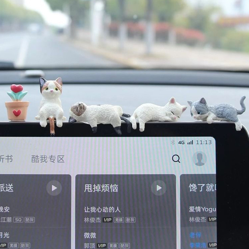 Cute Cat Desktop Ornament Computer Screen Edge Landscaping Cartoon Cat ...