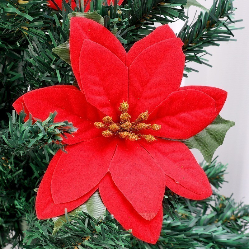 [Merry] 14cm Christmas Tree Fake Flowers Ornament- Red Christmas ...