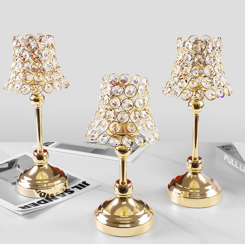 Romantika CRYSTAL CANDLE LAMP Decoration 2 Type Gold Candlestick Decor ...