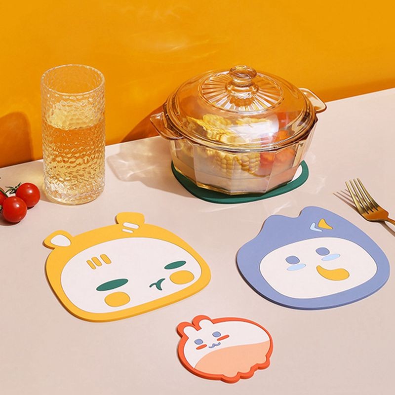 Non-slip Cartoon Coaster Table Mat PVC Cup Mat Holder Coffee Tea Drinks ...