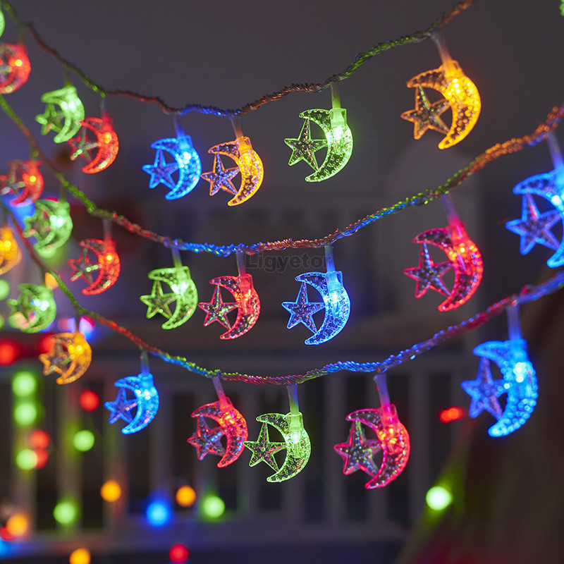Ligyetor Ramadan Moon Star String Light Eid Mubarak Outdoor Party ...