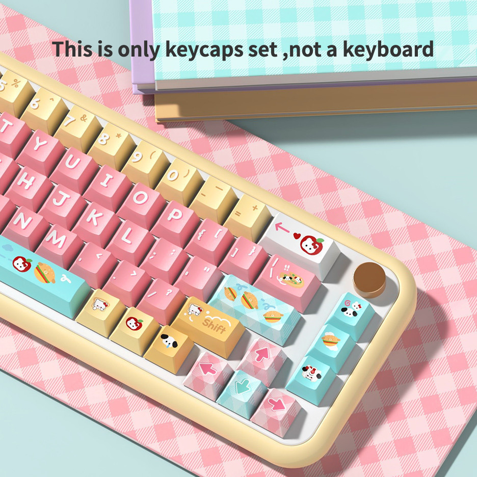 PBT Dye Sublimation Bread Puppy Cartoon Theme Keycaps MDA/Cherry Height ...