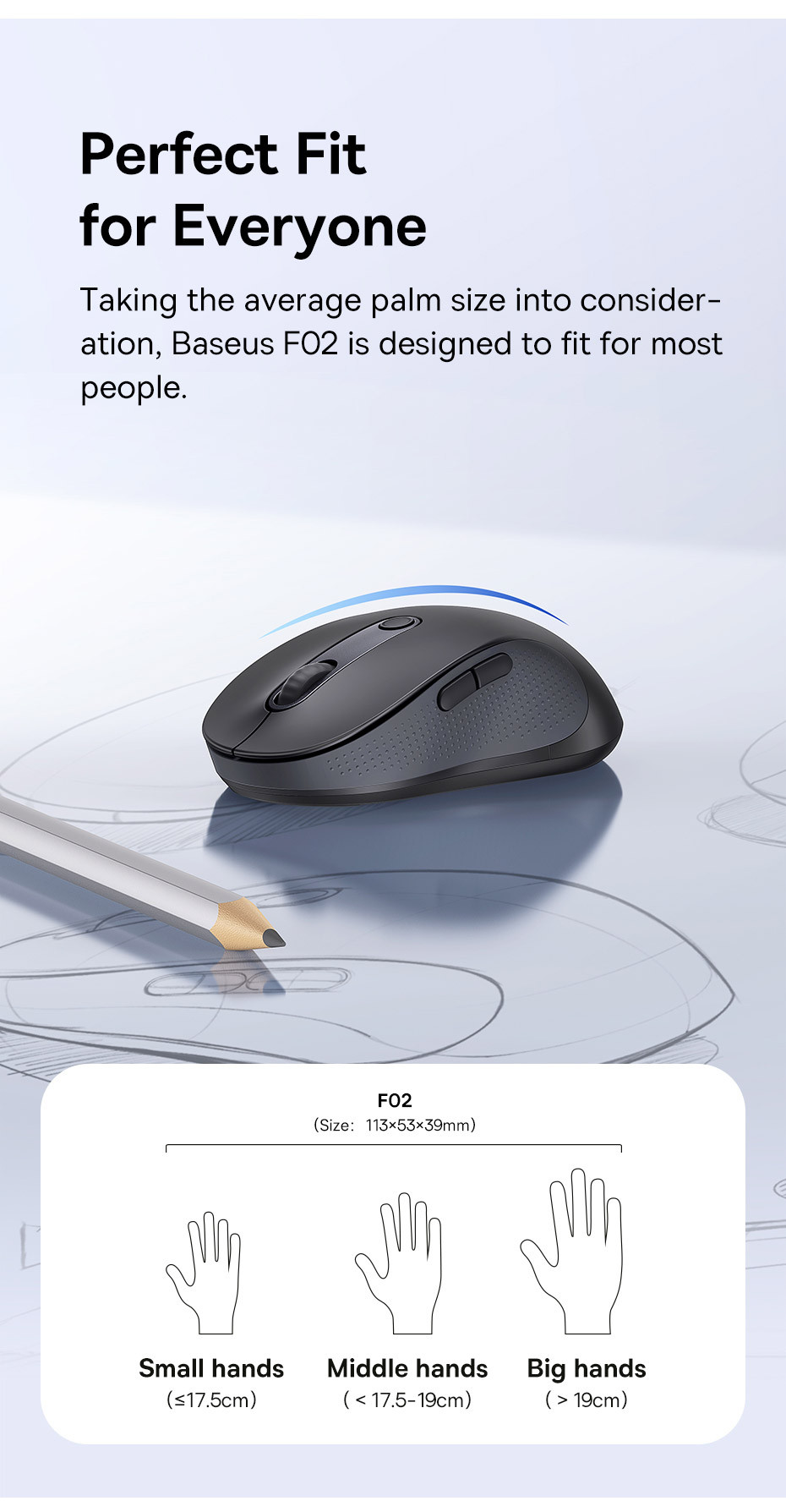 Baseus F02 Ergonomic Wireless Mouse Bluetooth 5.2 4000DPI Sensitivity ...