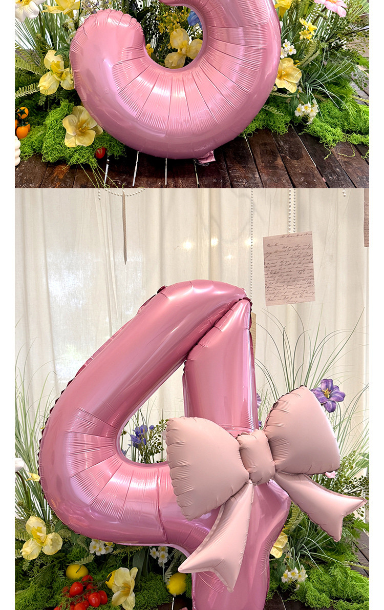 New Star Point Bow Balloon 40inch Large Pink Cream Black Digital Matte ...