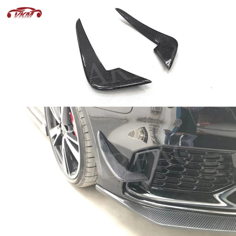 Carbon Fiber Car Front Bumper Foglamp Air Knife Fin Shark Winglets For ...