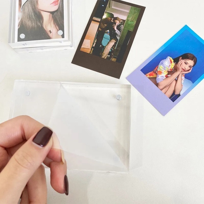 Transparent Acrylic Picture Frame Magnetic Double Sided Draw Photo Card ...