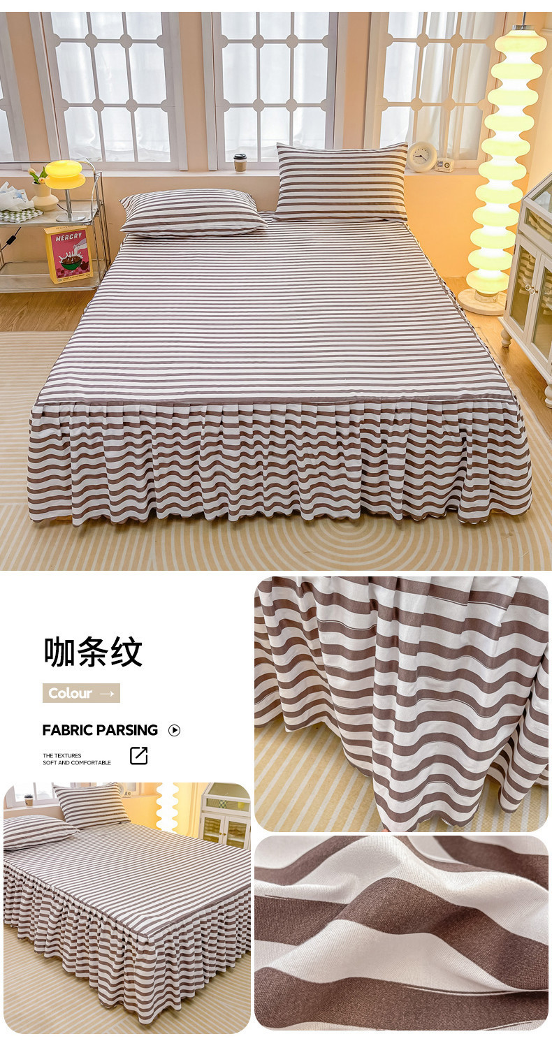 White skirting katil Brushed Bed Skirt Bedspread with Lace Skirting