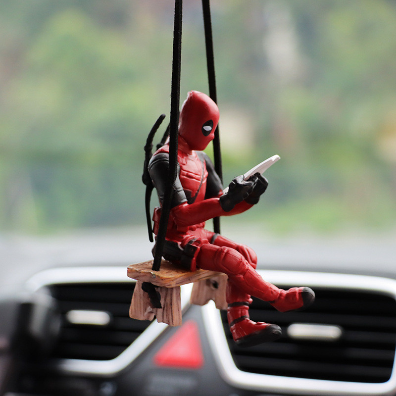 Cartoon Deadpool Car Rearview Mirror Pendant Read A Book SUCK IT Car ...