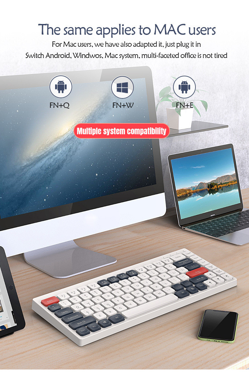 Cartoon Silent Wireless Mouse Keyboard Set 2.4G Receiver Bluetooth Plug