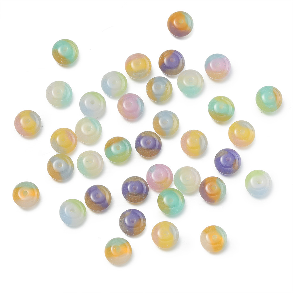 St. kunkka 10Pcs Two-Color Round Resin Beads Colorful Gradient Flat ...