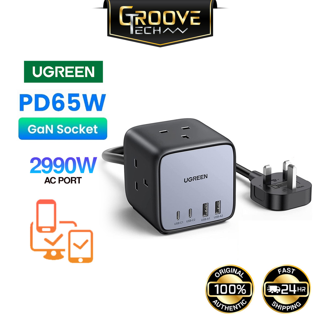 UGREEN 7 In 1 Charger 65W Power Strip DigiNest Cube GaN Extension Lead ...