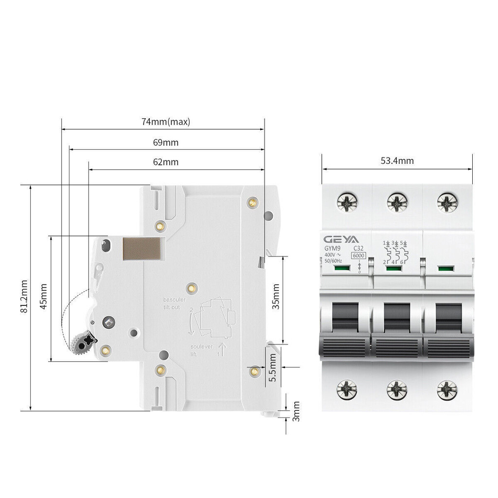 Interruttore Automatico GEYA GYM8-AC 1P 4,5kA 6-63A 230V – MCB Modulare