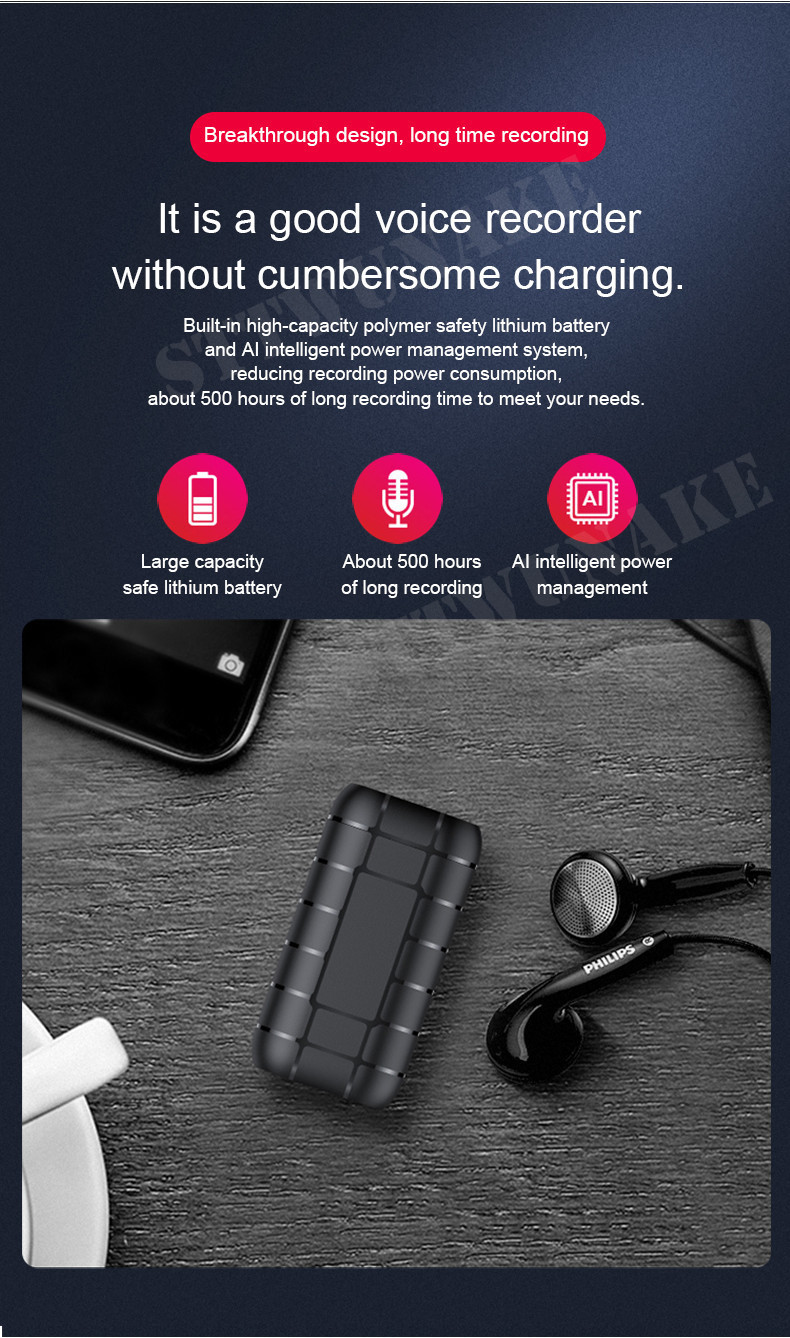 500 Hours Time Mini Voice Activated Recorder Built-in Magnet Spy Small ...