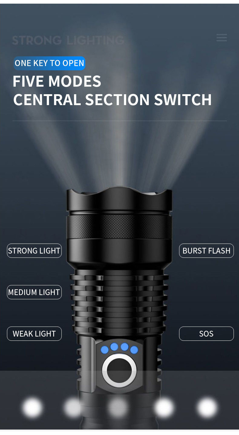 200000LM Flashlight - Type-C Rechargeable Waterproof Super Bright LED ...