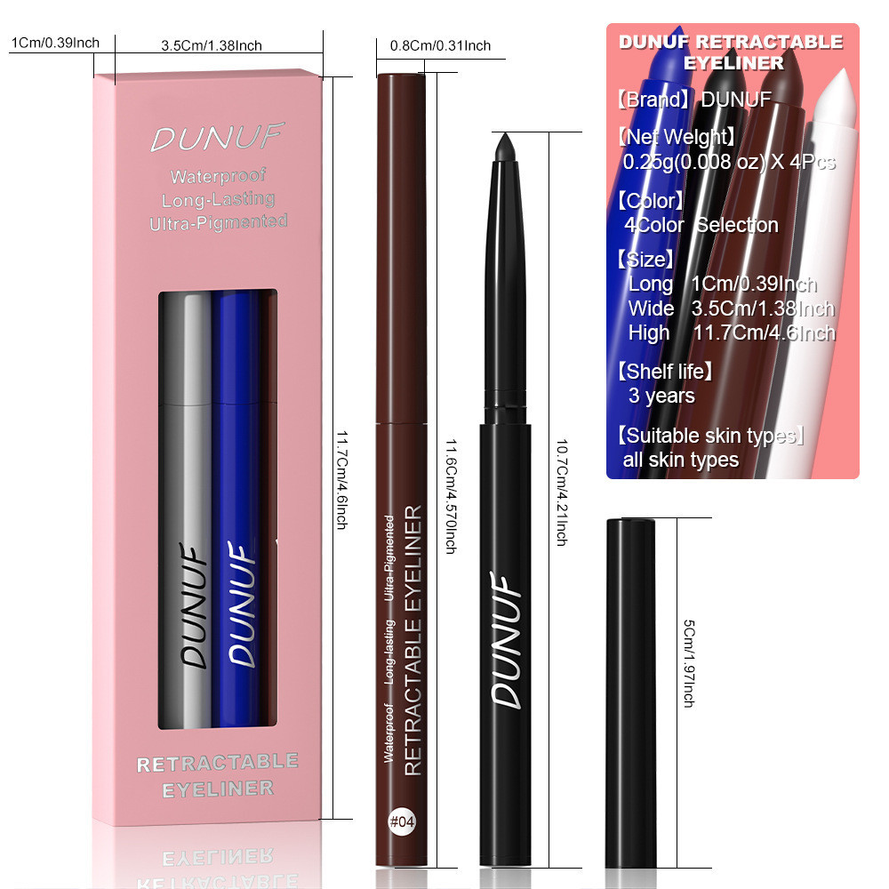 DUNUF 4 Color/set Matte Glitter Gel Eyeliner Pencil Smooth Waterproof