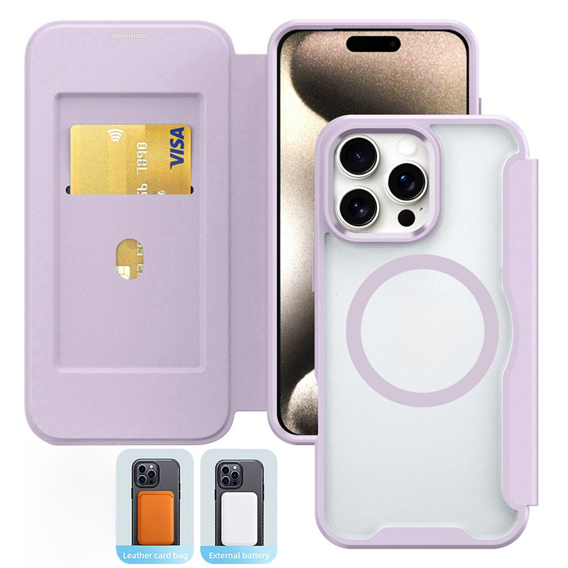 Magnetic Card Slot Leather Casing Case for IPhone 18 17 16 15 14 13 12 ...