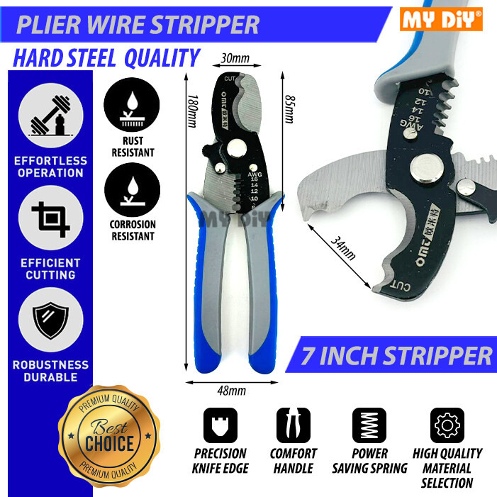 7 IN 1 Plier 7" Wire Stripper Cable Cutter Crimping Tool / Playar ...
