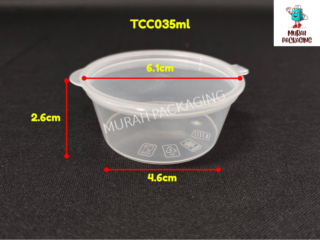 TCC035 35ml Round Container Hinged Lid (50pcs±) / 35 ml Disposable