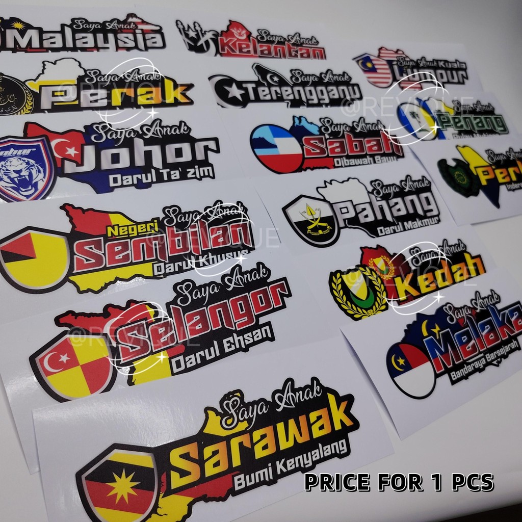 Sticker Kereta Saya Anak Negeri Malaysia – Malaysia State Flag Car ...
