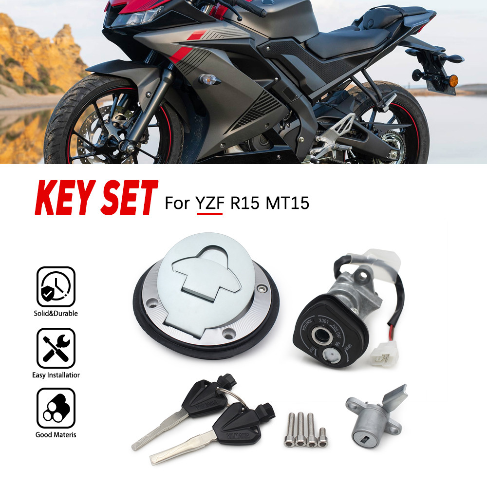 Motorcycle Ignition Switch Fuel Gas Cap Seat Lock Key Set Replace ...