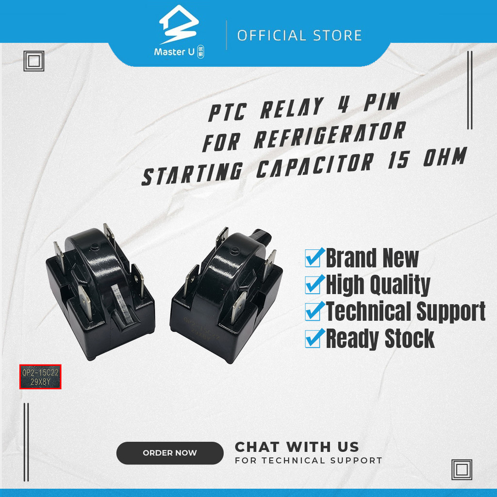 PTC RELAY 15 OHM / 33 OHM 4 PINS FOR REFRIGERATOR STARTING CAPACITOR ...